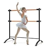 COSTWAY 120 cm Barra de Ballet Portátil, Barra Doble Independiente, Altura Ajustable 56/76/96/116 cm, Baile, Entrenamiento, Barra de Fitness,...