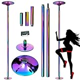 PRIOR FITNESS Pole Dance - Barra de danza (45 mm, 2,35 hasta 2,74 m, altura ajustable, 2 modos: giratorio/estático, soporta hasta 200 kg, club,...